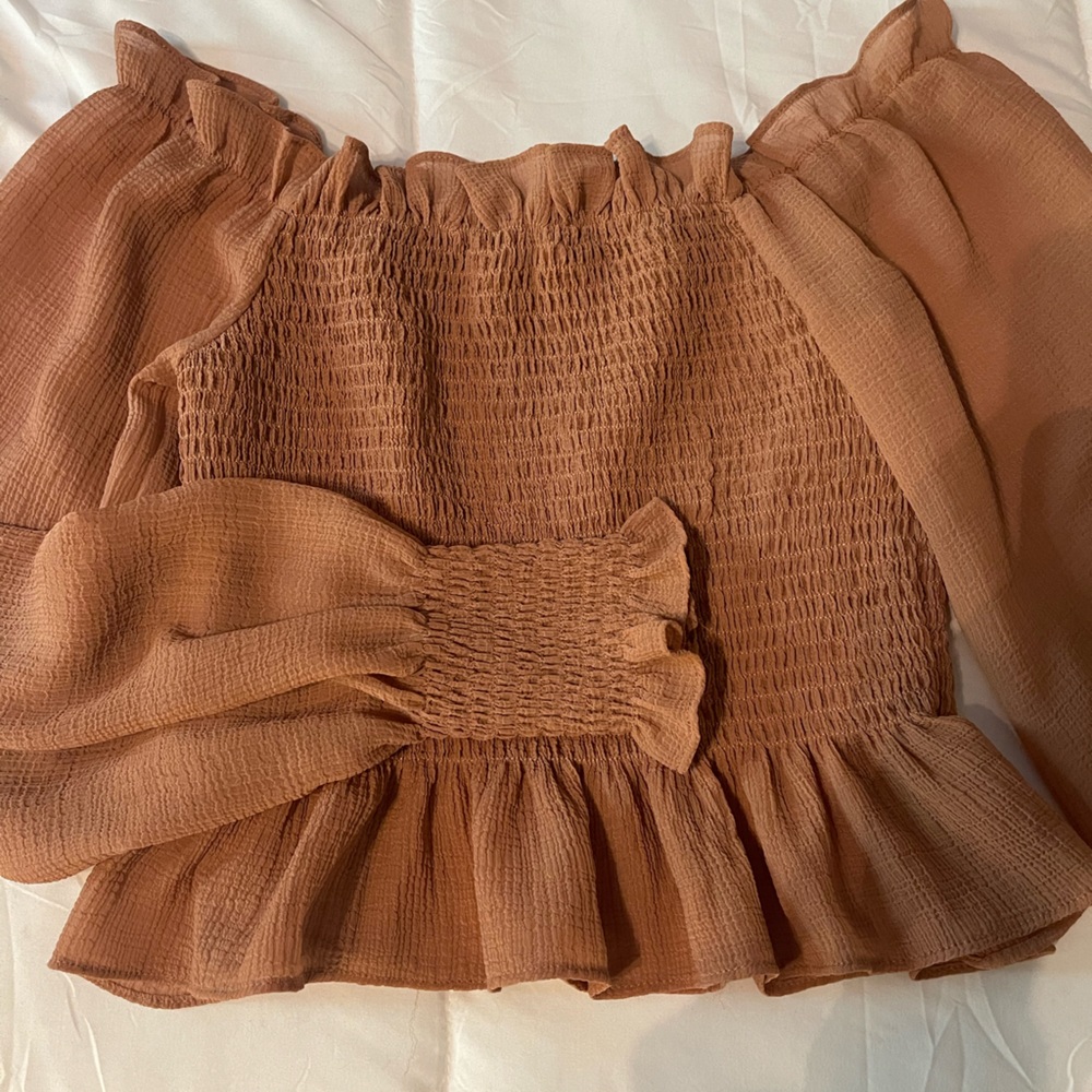 Coral over the shoulder top